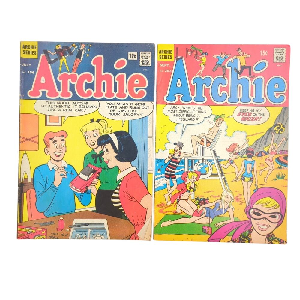 Archie Series Comic Lot of 2 Issues #156 & #203 Archie Comics Silver Bronze Age